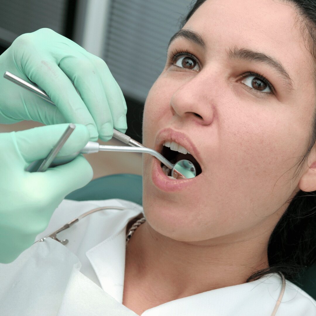An anxious patient during a dental examination